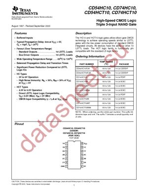 CD74HC10MT datasheet  